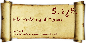 Sáfrány Ágnes névjegykártya