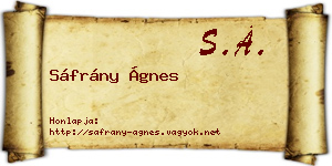 Sáfrány Ágnes névjegykártya